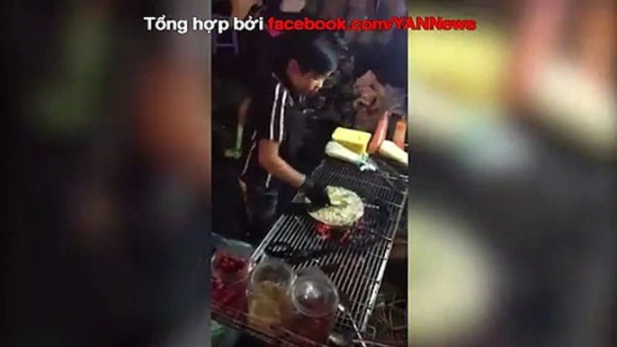 Bé trai nướng bánh tráng đà lạt làm nức lòng du khách