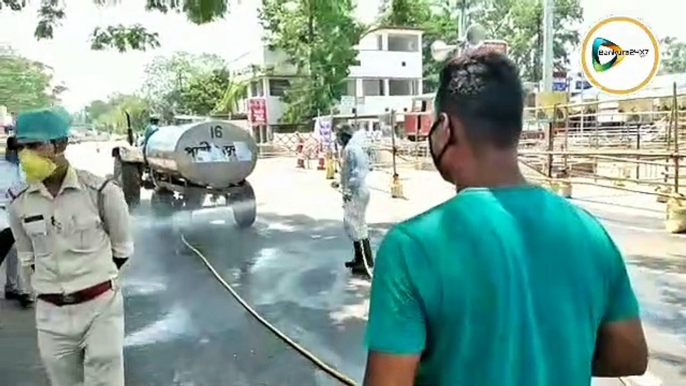 After the 1,200 passengers on the special train from Bangalore left the station premises, disinfection work was carried out across the Bankura railway station.