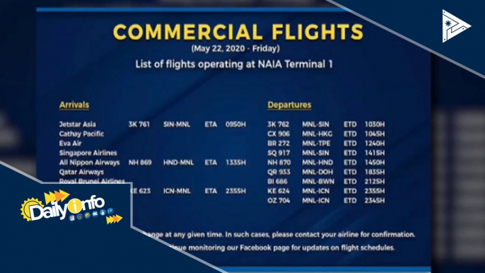 9 na commercial flights, aalis sa NAIA ngayong araw