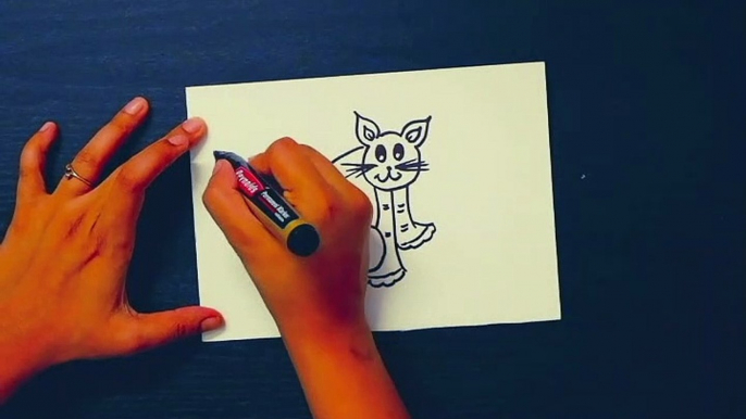 How to Draw a cute Cat with Capital letter C | C for Cat