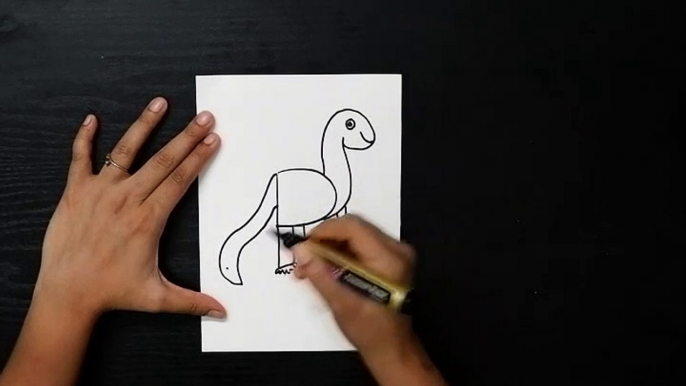 D for Dinosaur Drawing using Crayons | How to draw a cute Dinosaur with capital letter D