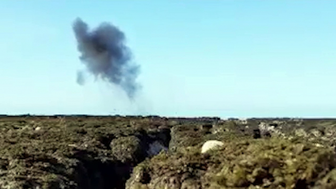 Bomb disposal squad detonates a bomb at Birling Gap