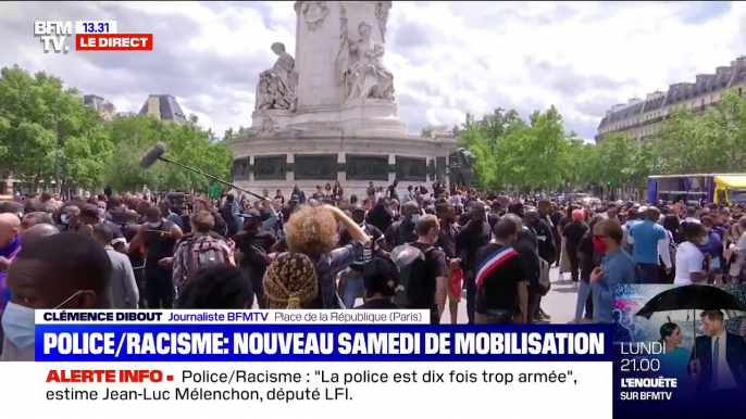 Manifestation contre les violences policières et le racisme: plusieurs centaines de personnes déjà présentes, à une heure de son départ place de la République