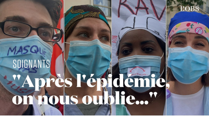 "Quoi qu'il en coûte" : les soignants dans la rue pour rappeler Macron à ses promesses après l'épidémie