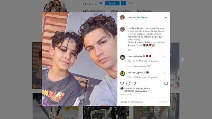 Las tiernas felicitaciones de Cristiano Ronaldo y Georgina a Cristiano Junior