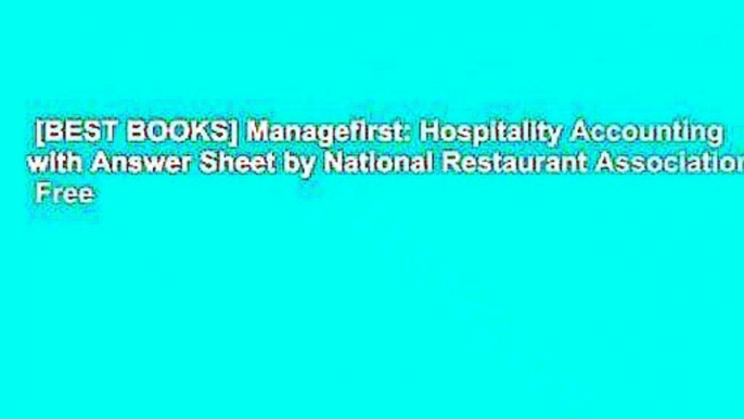 [BEST BOOKS] Managefirst: Hospitality Accounting with Answer Sheet by