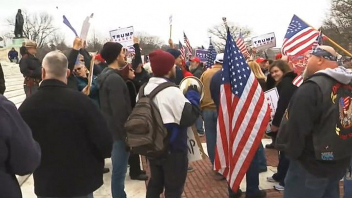 Flags and fists at pro-Trump rallies