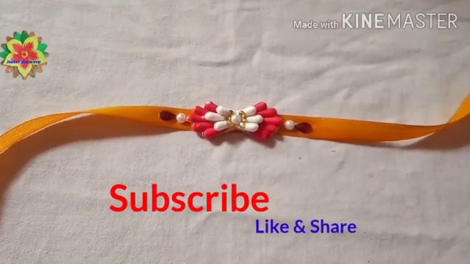 राखी/ Ribbon Rakhi/ Ghar per Rakhi Kaise banaen/ Moti wali Rakhi/ rakhi making ideas at home/ Rakshabandhan/ राखी बनाने का  तरीका/ bracelet craft/ Friendship Day/ Friendship Day  bracelet/diy rakhi/diy projects/DIY/DIY craft/ rakhi making at home/ easy