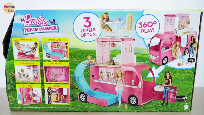 Barbie Pop Up Camper with Water Slide boneka Barbie Kemping mainan Barbie Campista brinquedo