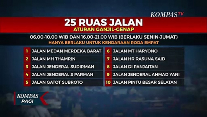 Catat! 25 Ruas Jalan Jakarta Lanjut Ganjil Genap per 3 Agustus 2020