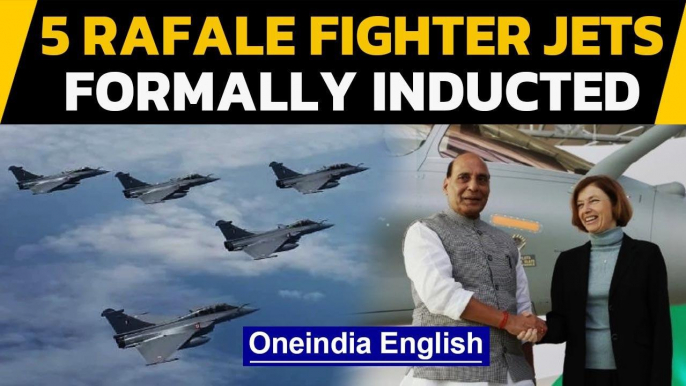 5 Rafale Jets formally inducted today in the Indian Air Force fleet at Ambala airbase|Oneindia News