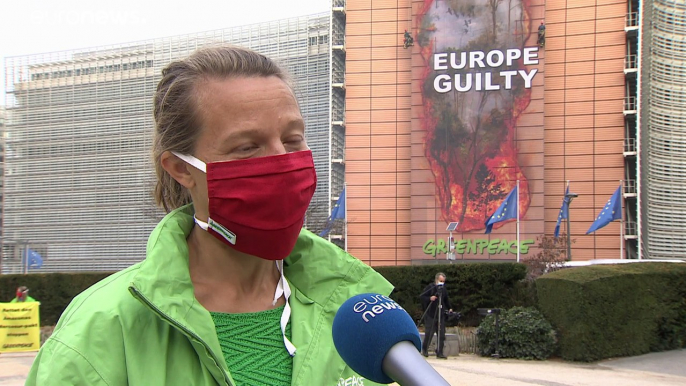 Acción espectacular de Greenpeace en Bruselas en defensa de la selva amazónica