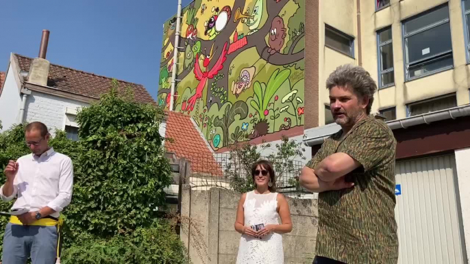 Haren - inauguration de la nouvelle fresque BD Petit Poilu (vidéo Germani)