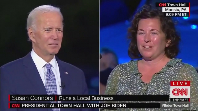 Biden supporter tells him she sees “sea of Trump flags and yard signs”