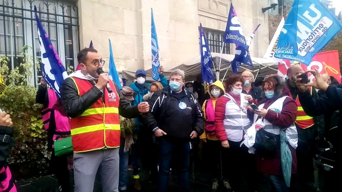 Manif du personnel communal de Saint-Denis, intervention syndicat CGT (extrait)