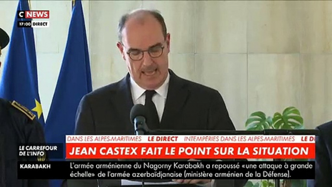 Déluge dans les Alpes Maritimes - Regardez l'intégralité de l'intervention du Premier Ministre, Jean Castex depuis Nice où il se dit très inquiet sur le bilan définitif