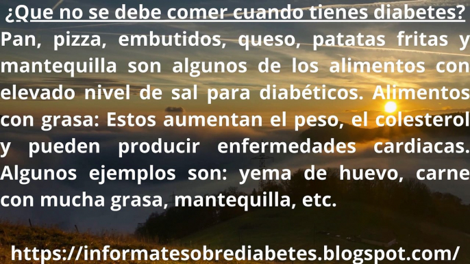 LISTA DE ALIMENTOS PERMITIDOS PARA DIABÉTICOS