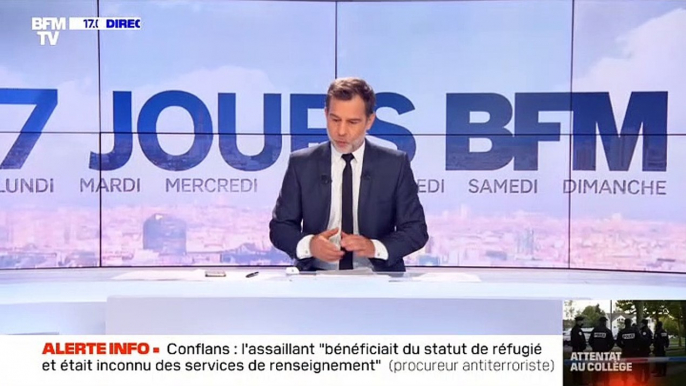 Le professeur Samuel Paty a été tué par un terroriste vers 17 heures le 16 octobre 2020 à Conflans-Sainte-Honorine.