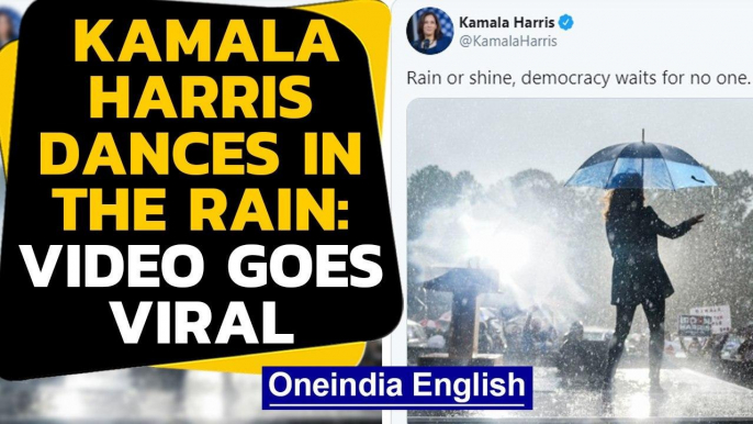 Kamala Harris dances in the rain, twitter can't get enough: Watch the viral video|Oneindia News