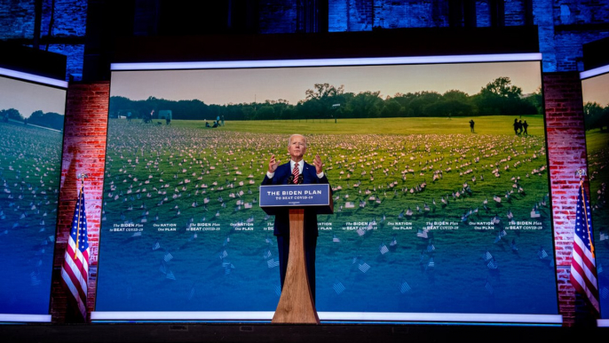 ‘He’s Quit on America’: Biden Assails Trump’s Handling of Pandemic