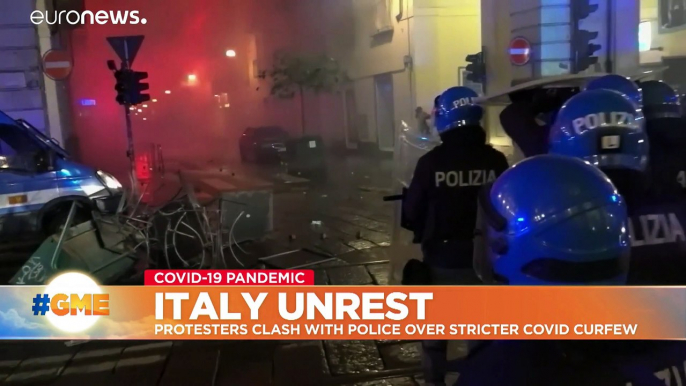 Coronavirus: Protests in Italy over new pandemic crackdown turn violent