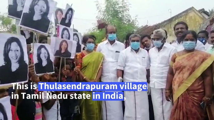 Residents of Kamala Harris's ancestral village celebrate victory