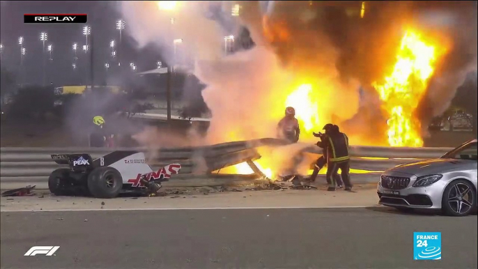 French F1 driver Romain Grosjean survives fireball in 'miracle'