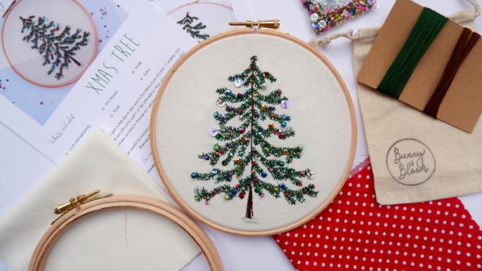 No More Phone Scrolling! We’ll Be Spending Our Holiday Nights Working on This Christmas Tree Embroidery