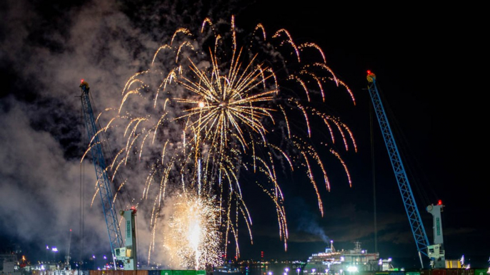 WATCH: Fireworks display in Portsmouth to welcome new Brittany Ferries vessel Galicia