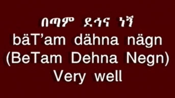 Learn Amharic Basic Vocabulary, Words & Phrases-Be Ethiopian