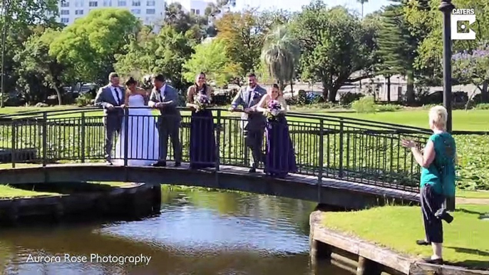 Cette photographe de mariage se souviendra longtemps de cette séance photo... plouf