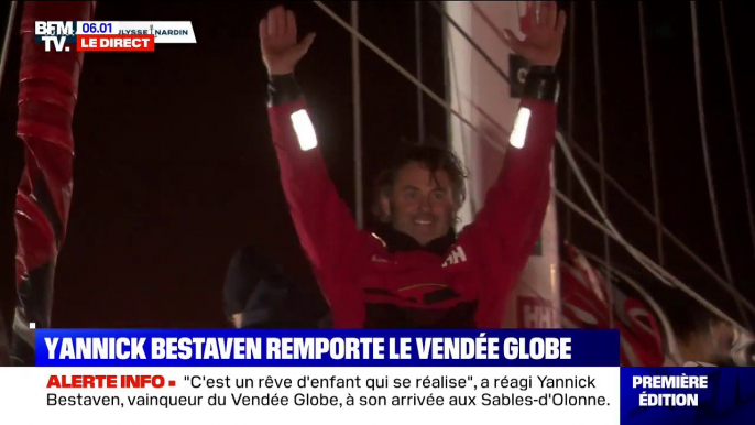 Vendée Globe: les images de l'arrivée du vainqueur Yannick Bestaven aux Sables-d'Olonne