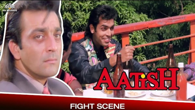 Sanjay Dutt's Fight In Restaurant | Aatish (1994) | Sanjay Dutt | Aditya Pancholi | Gulshan Grover | Bollywood Movie Scene