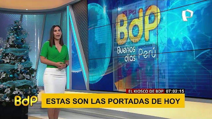 Pamela Acosta leyendo las portadas del día en Buenos días Perú - 20210105_