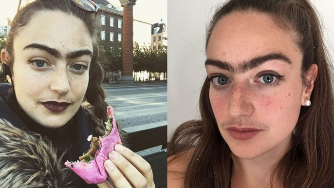 joven dejó de depilar su bigote y cejas para romper los estereotipos de belleza