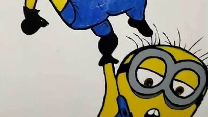 minions | minions art | minions wall painting | how to paint minions | funny minions painting | simple way to paint minions | uprari | daily art | decoration ideas | art |