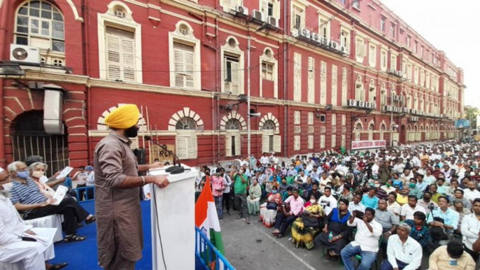 Farmers' protest at Kolkata against new agri laws