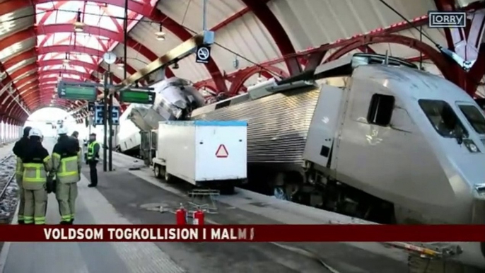 Tog kørte ind i betonklods på Malmø Centralstation | Voldsom togkollision i Malmø | X2000 | SJ | Skåne | Sverige | 01-01-2011 | TV2 LORRY @ TV2 Danmark