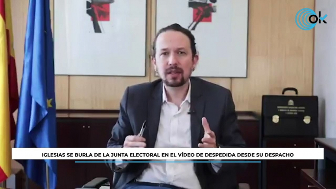 Iglesias se burla de la Junta Electoral: se despide con un vídeo mitinero desde su despacho