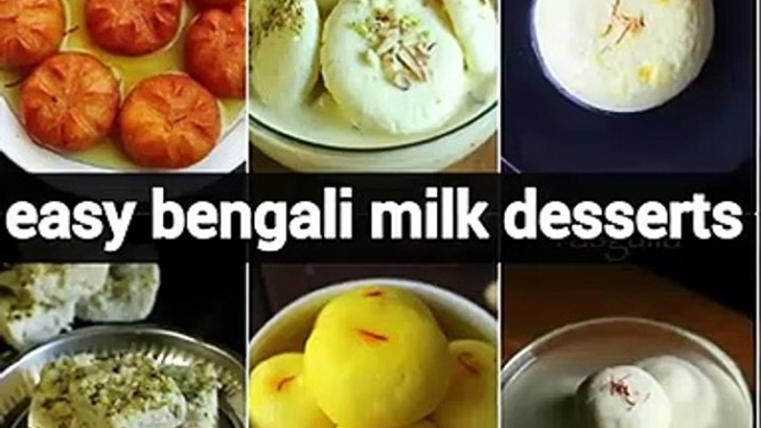 6 Easy Bengali Milk Desserts | Indian Milk Based Sweets | Bengali Dessert Recipes | Milk Sweets