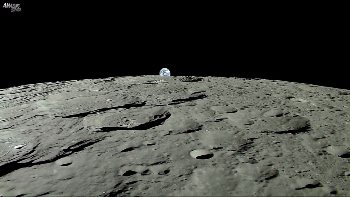 Earthrise - Planet Earth Seen From The Moon - Real Time Journey Across The Lunar Surface