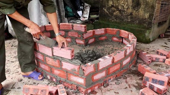 Building Heart Aquarium With Cement And Brick - Diy Gaden Decoration