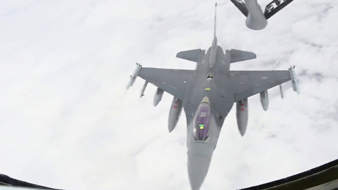 US Military News • U.S. F-16s & Royal Moroccan Air Force F-16s • Refueled Exercise • African Lion