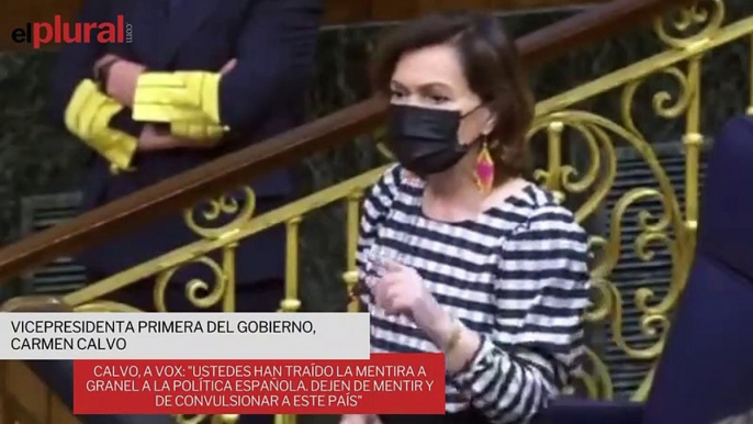 Calvo, a Vox: "Ustedes han traído la mentira a granel a la política española. Dejen de mentir y de convulsionar a este país"