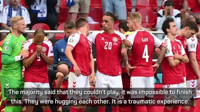 Denmark players played on despite being 'emotionally exhausted' after Eriksen collapse - coach Hjulmand