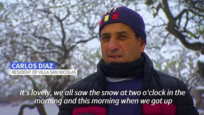 Sledding and snowmen, Argentina’s Cordoba sees first snow for 14 years