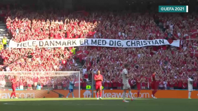 Denmark and Belgium halt play for emotional Eriksen tribute