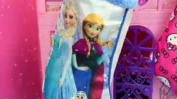 Christmas STOCKING Surprise Toys with Disney FROZEN Elsa Anna and HELLO KITTY Kinder Surprise Eggs