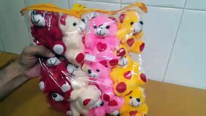 Unboxing and Review of mini Multi Colored teddy bear with heart soft toy for gifting