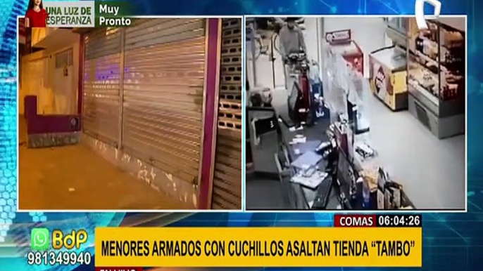 Menores que asaltaron tienda “Tambo” en Comas estarían involucrados en otros robos